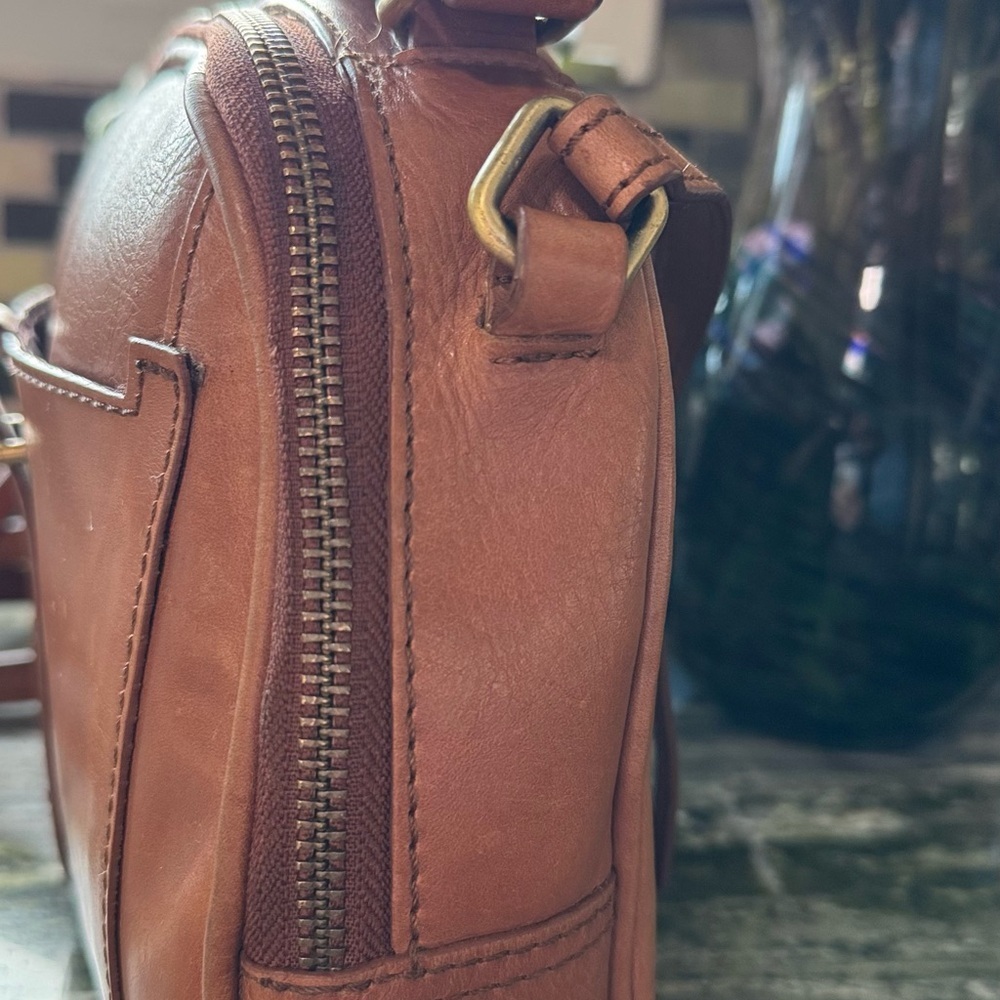 Born Brown Leather Crossbody Satchel | Saddle Cognac Dome Bag - Picture 5 of 15